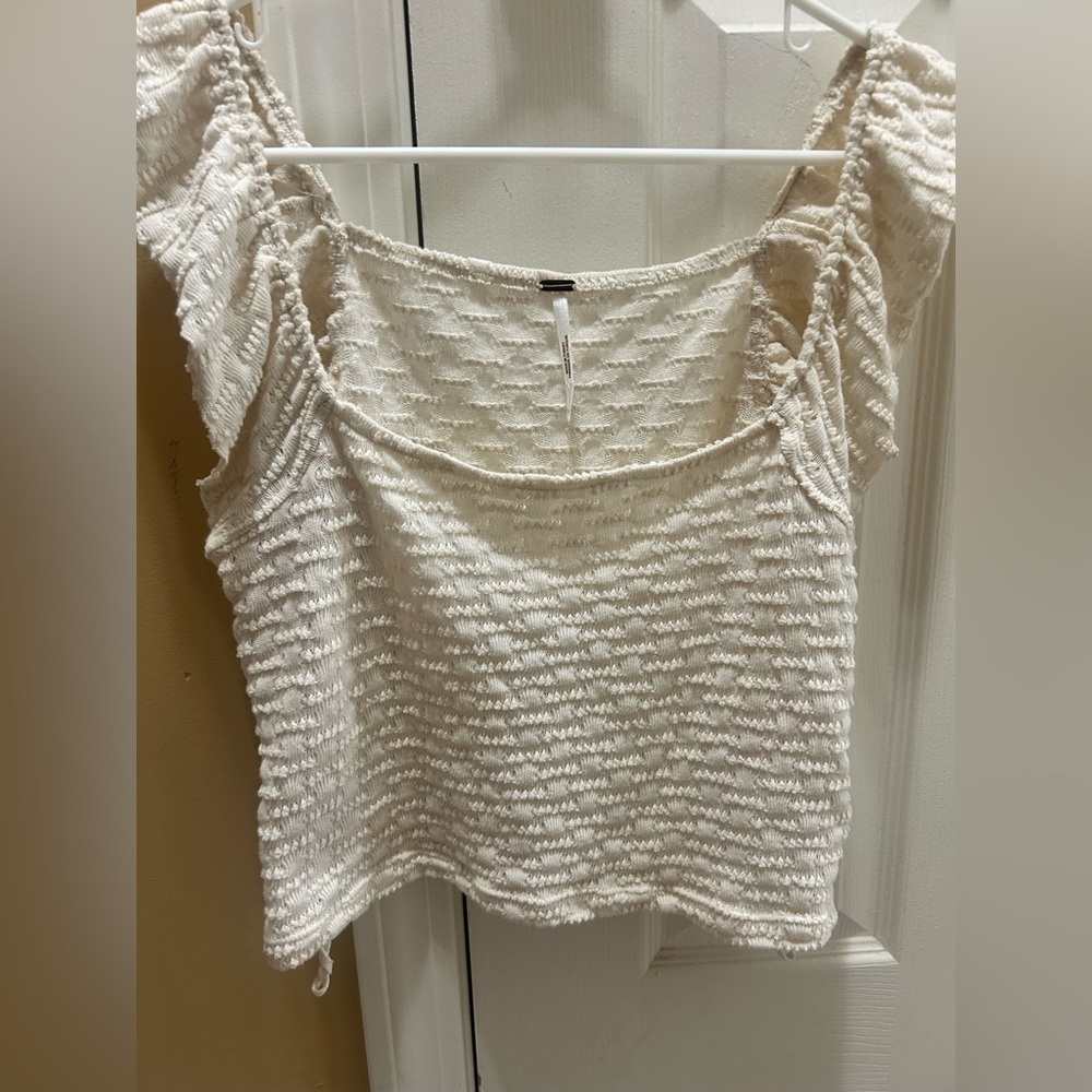 Free People knit- frilly tank in cream - Picture 5 of 8